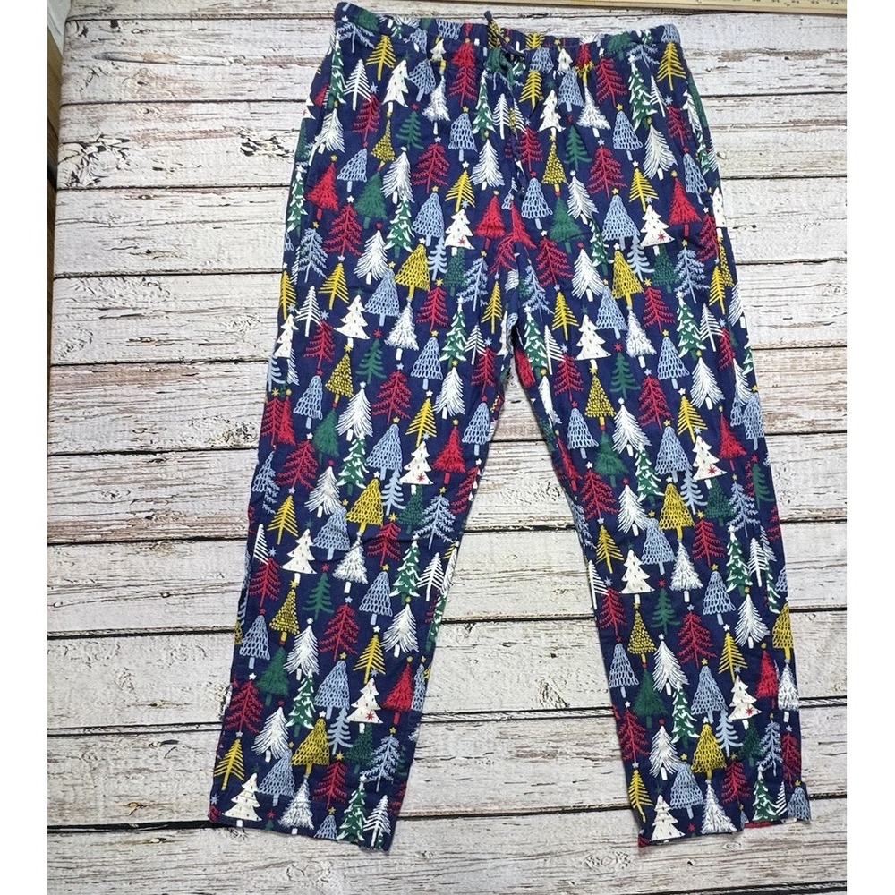 Hanna Andersson Flannel Pajama Pants Multicolored Trees Size Large Unisex